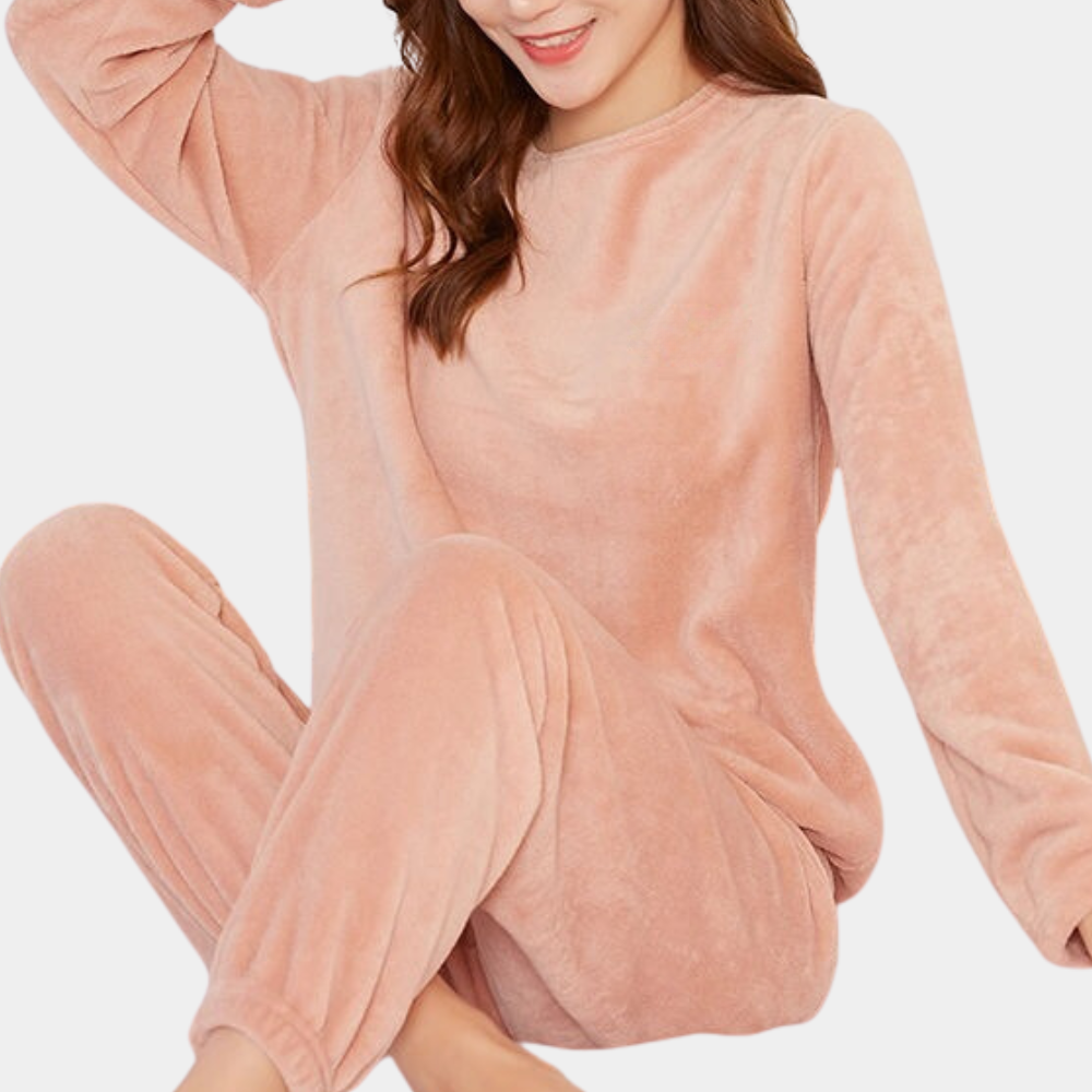 Fluffig pyjamasuppsättning | Fleece | Långärmad | Loungeuppsättning | Vinterpyjamas för kvinnor-Eva Jonsson