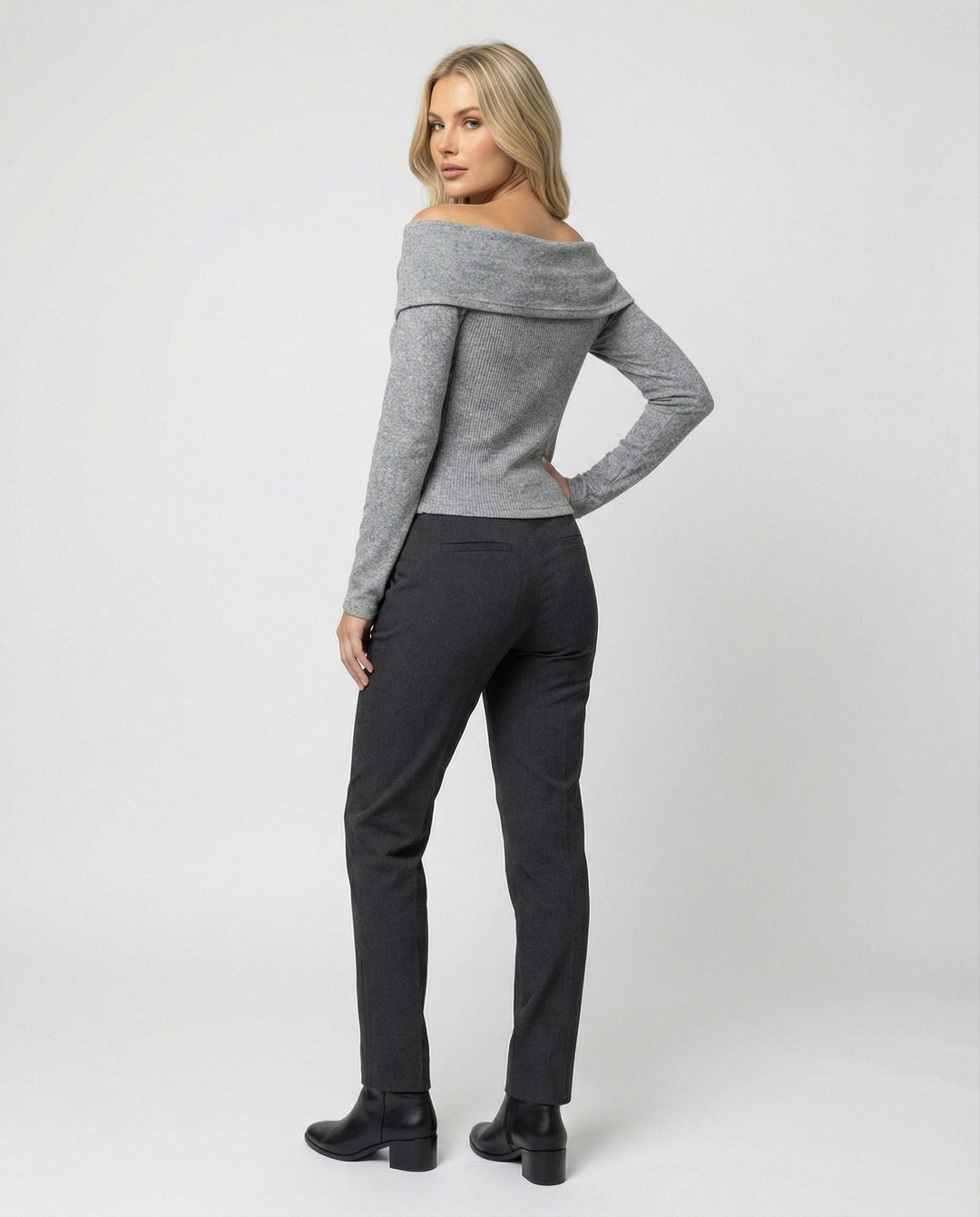 Franskt V-ringad Långärmad T-shirt Dam Slim Fit Stretch Topp-Eva Jonsson