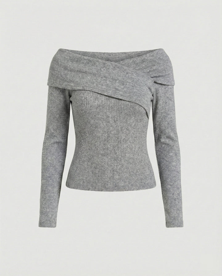 Franskt V-ringad Långärmad T-shirt Dam Slim Fit Stretch Topp-Eva Jonsson