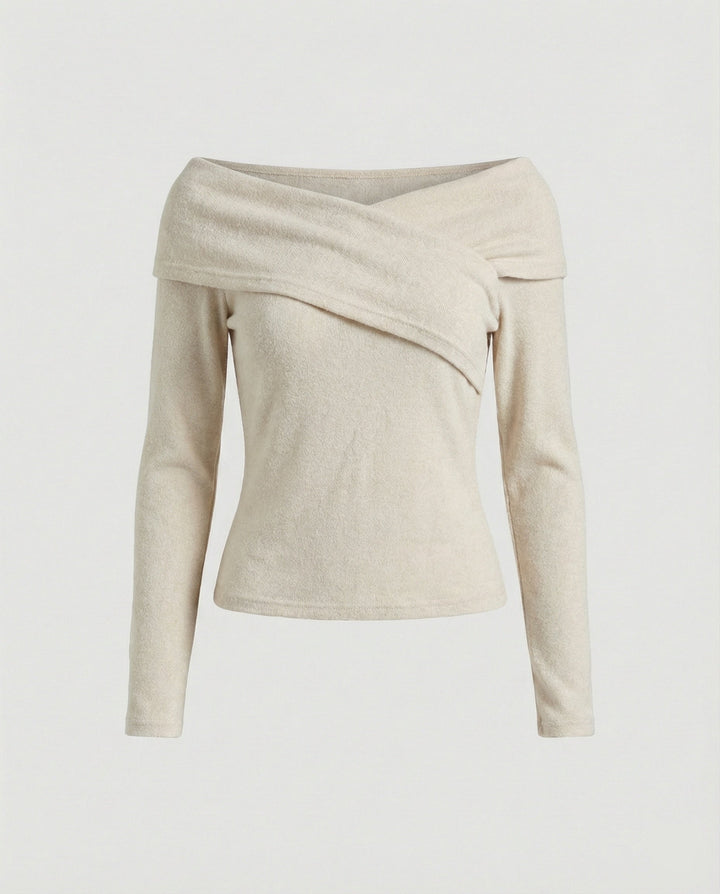 Franskt V-ringad Långärmad T-shirt Dam Slim Fit Stretch Topp-Eva Jonsson