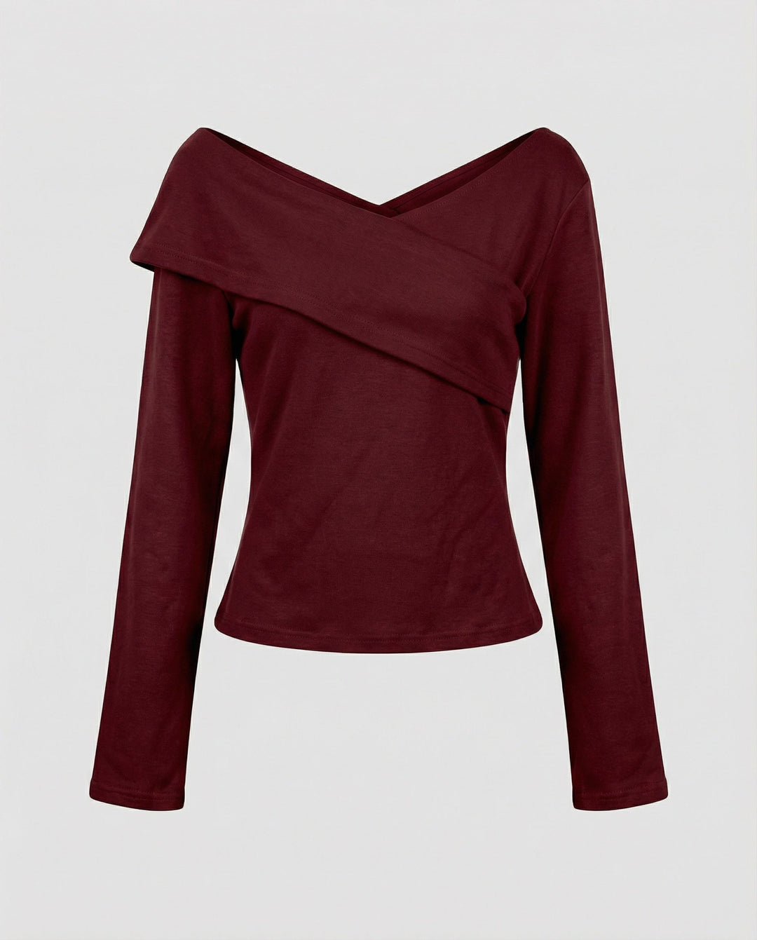 Franskt V-ringad Långärmad T-shirt Dam Slim Fit Stretch Topp-Eva Jonsson