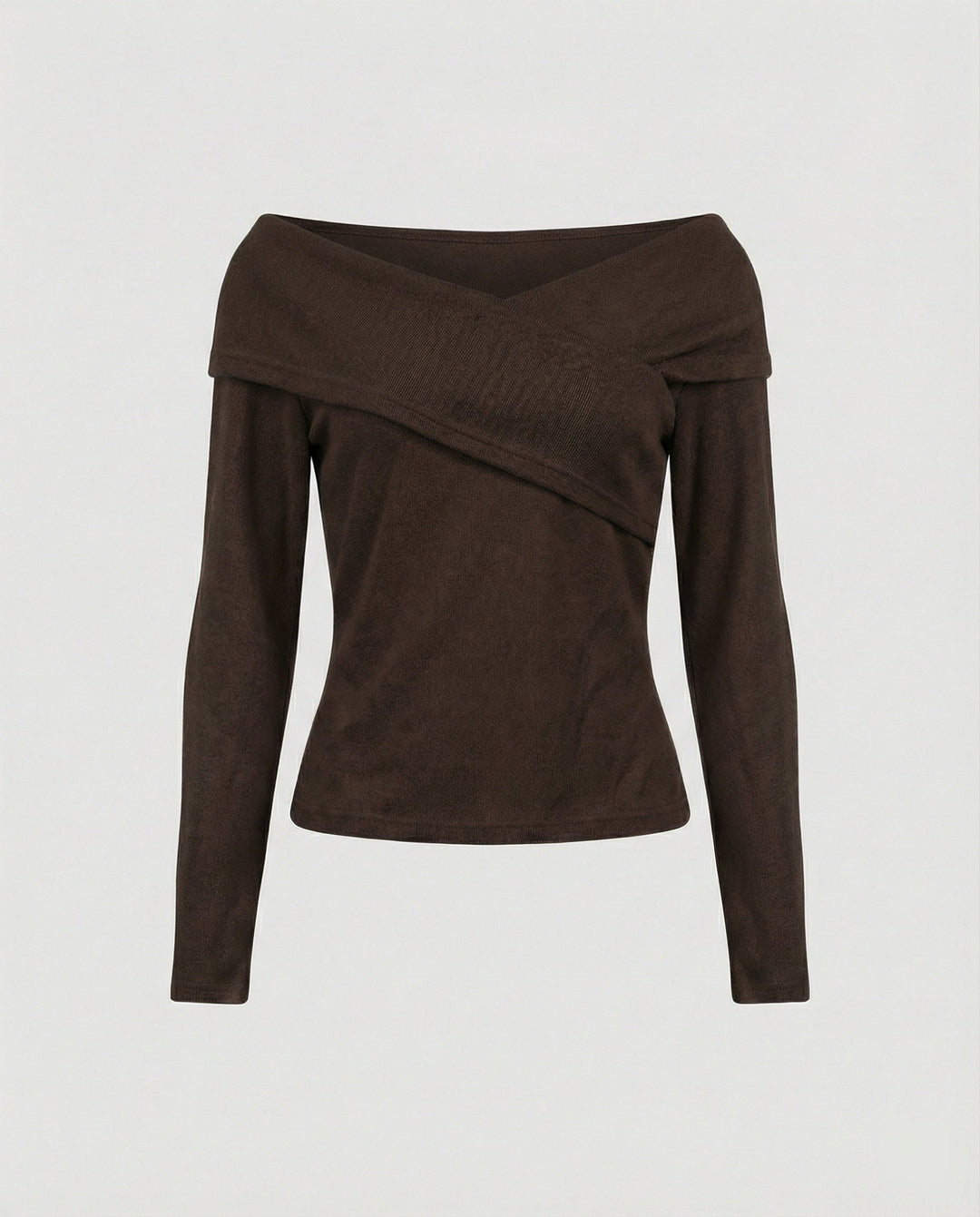 Franskt V-ringad Långärmad T-shirt Dam Slim Fit Stretch Topp-Eva Jonsson