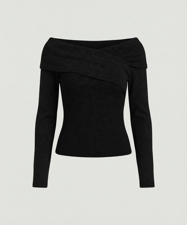 Franskt V-ringad Långärmad T-shirt Dam Slim Fit Stretch Topp-Eva Jonsson