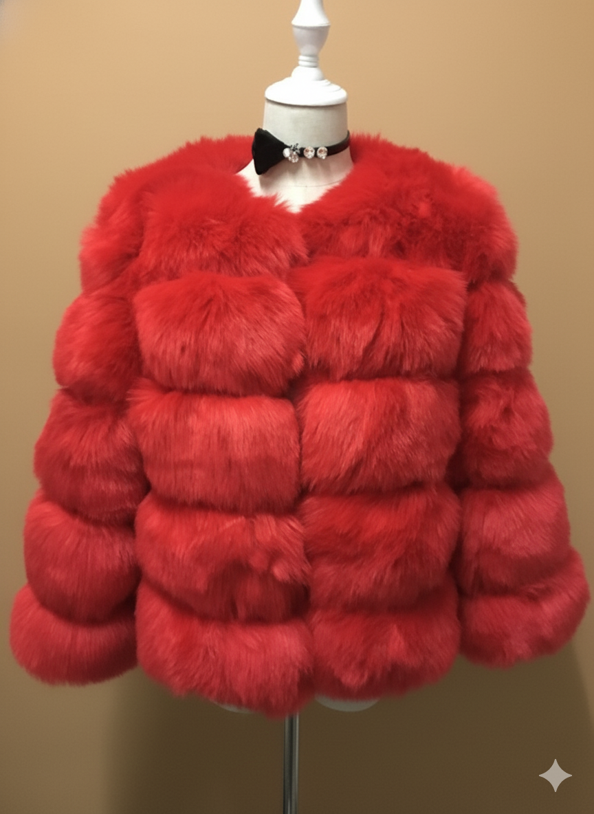 Fuskpäls Jacka | Varm | Kort | Fluffig Jacka | Faux Fur Coat Women-Eva Jonsson