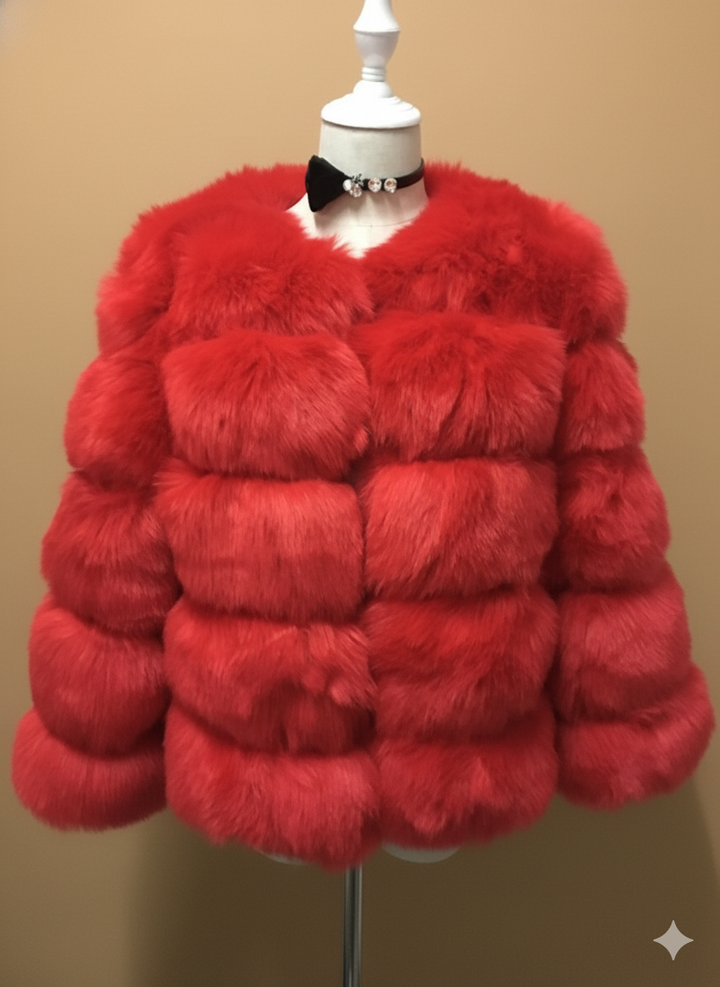 Fuskpäls Jacka | Varm | Kort | Fluffig Jacka | Faux Fur Coat Women-Eva Jonsson