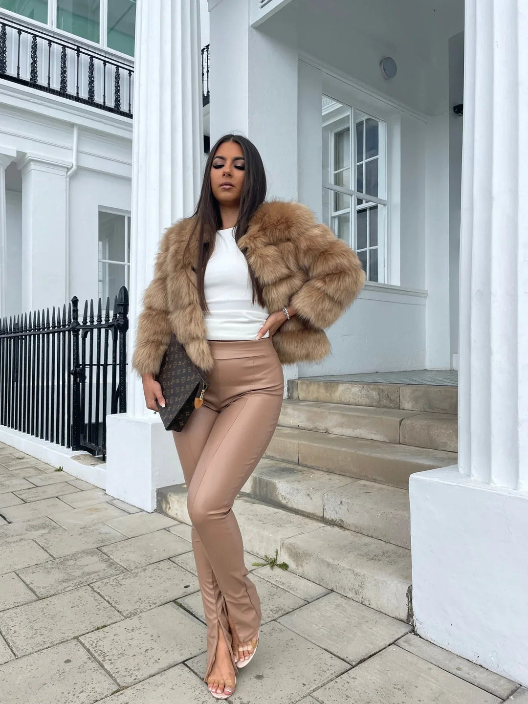 Fuskpäls Jacka | Varm | Kort | Fluffig Jacka | Faux Fur Coat Women-Eva Jonsson