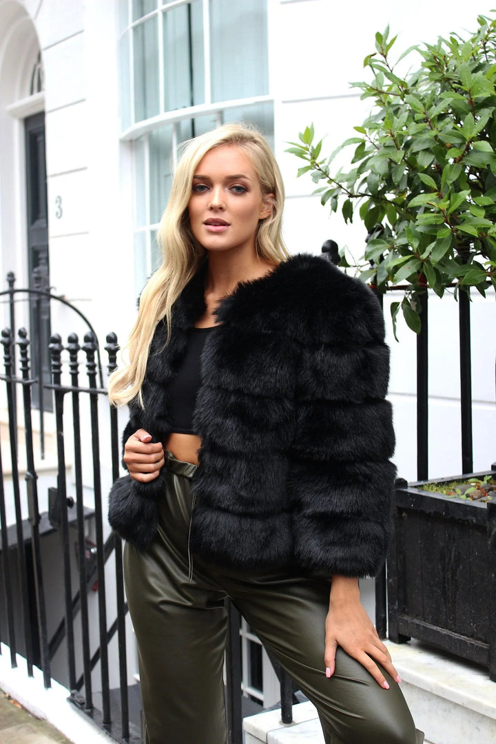 Fuskpäls Jacka | Varm | Kort | Fluffig Jacka | Faux Fur Coat Women-Eva Jonsson