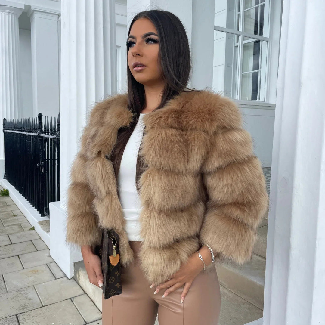 Fuskpäls Jacka | Varm | Kort | Fluffig Jacka | Faux Fur Coat Women-Eva Jonsson