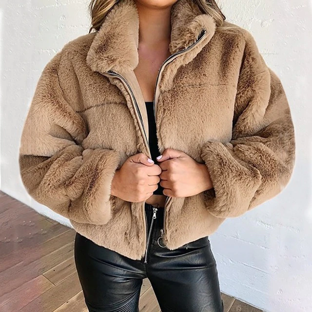Fuskpälsjacka - Cropped - Zip-Up - Vinterjacka - Damjacka-Eva Jonsson
