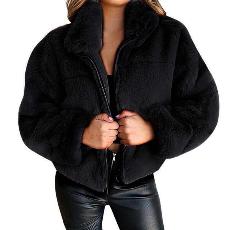 Fuskpälsjacka - Cropped - Zip-Up - Vinterjacka - Damjacka-Eva Jonsson