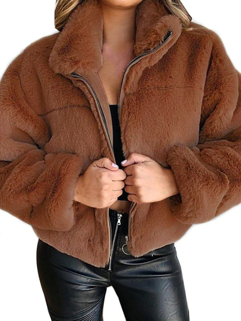 Fuskpälsjacka - Cropped - Zip-Up - Vinterjacka - Damjacka-Eva Jonsson