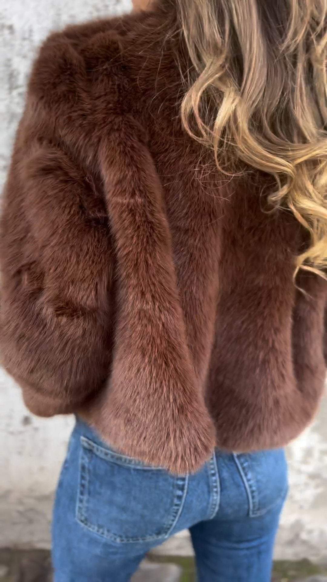 Fuskpälsjacka - Kort - Zip-Up - Fluffig jacka dam - Fake Fur damjackor-Eva Jonsson