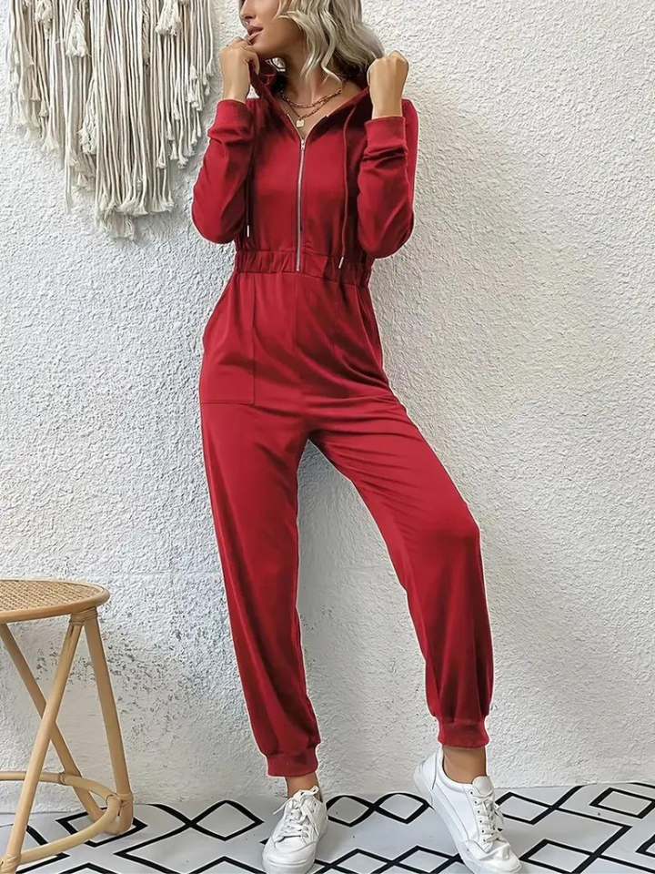 Giana Jumpsuit med dragkedja | Långärmad jumpsuit för kvinnor-Eva Jonsson