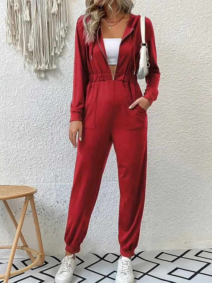 Giana Jumpsuit med dragkedja | Långärmad jumpsuit för kvinnor-Eva Jonsson