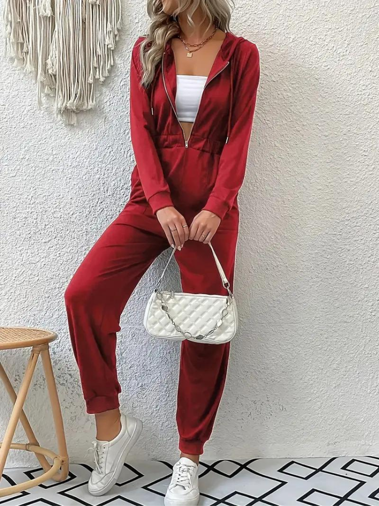 Giana Jumpsuit med dragkedja | Långärmad jumpsuit för kvinnor-Eva Jonsson