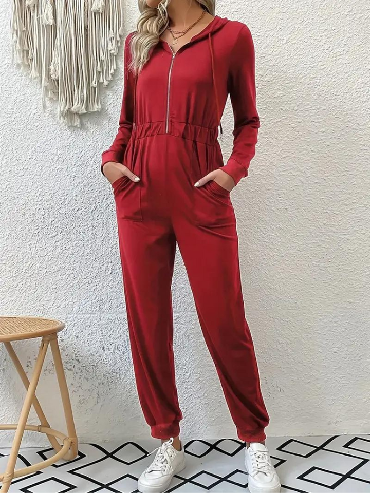 Giana Jumpsuit med dragkedja | Långärmad jumpsuit för kvinnor-Eva Jonsson