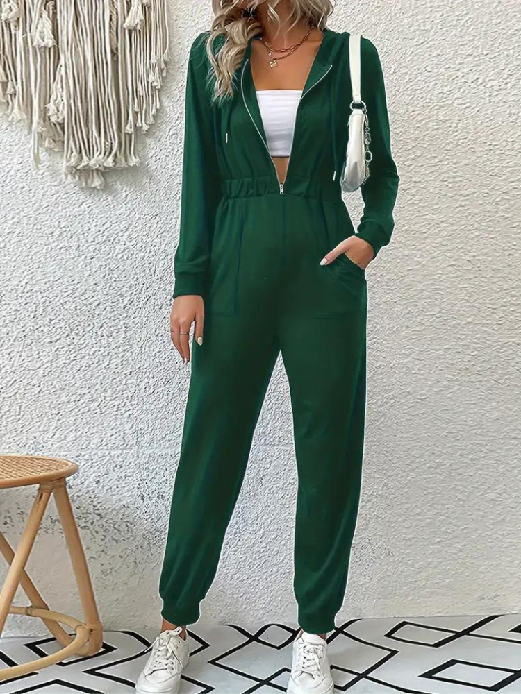 Giana Jumpsuit med dragkedja | Långärmad jumpsuit för kvinnor-Eva Jonsson