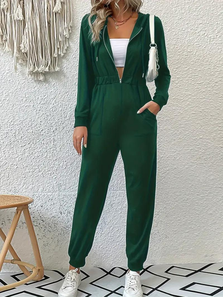 Giana Jumpsuit med dragkedja | Långärmad jumpsuit för kvinnor-Eva Jonsson