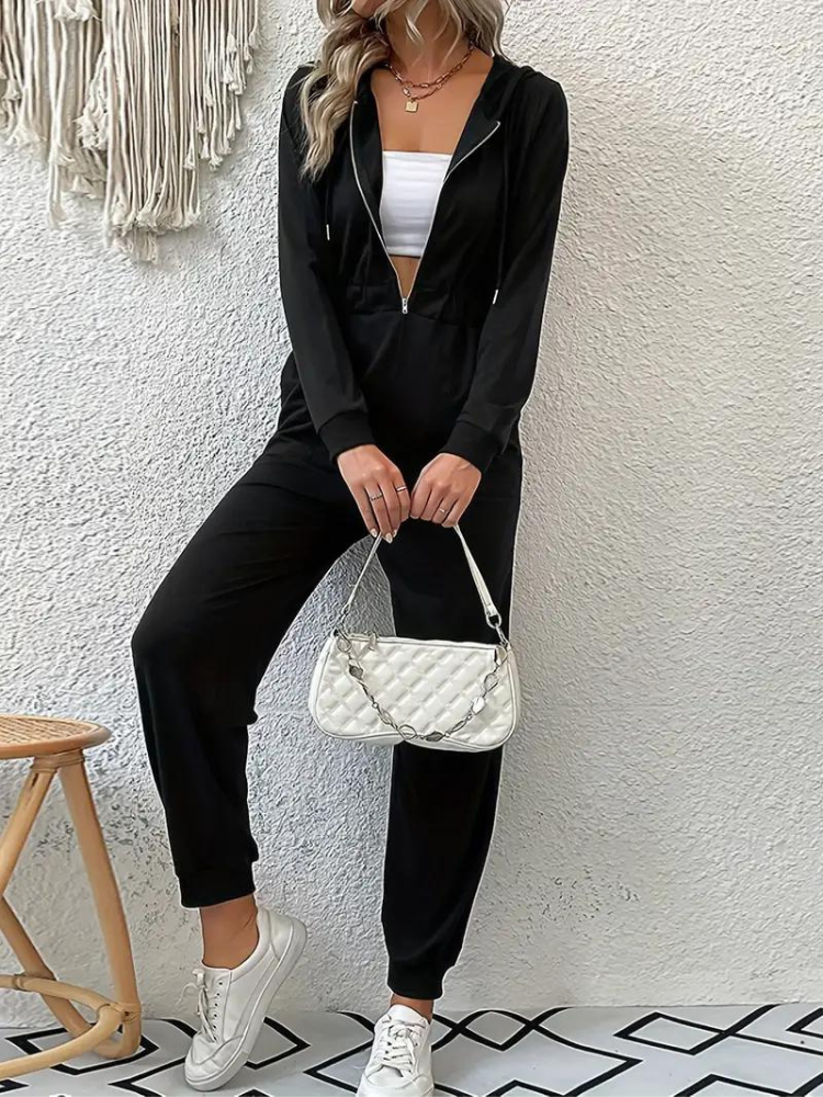 Giana Jumpsuit med dragkedja | Långärmad jumpsuit för kvinnor-Eva Jonsson