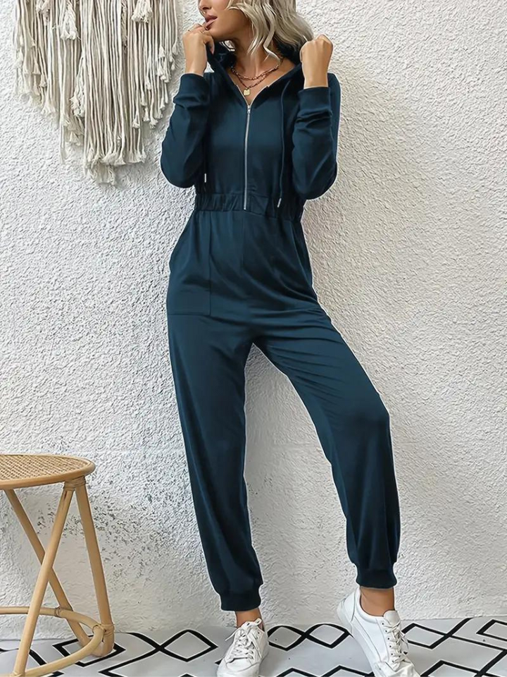Giana Jumpsuit med dragkedja | Långärmad jumpsuit för kvinnor-Eva Jonsson
