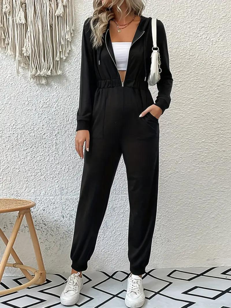 Giana Jumpsuit med dragkedja | Långärmad jumpsuit för kvinnor-Eva Jonsson