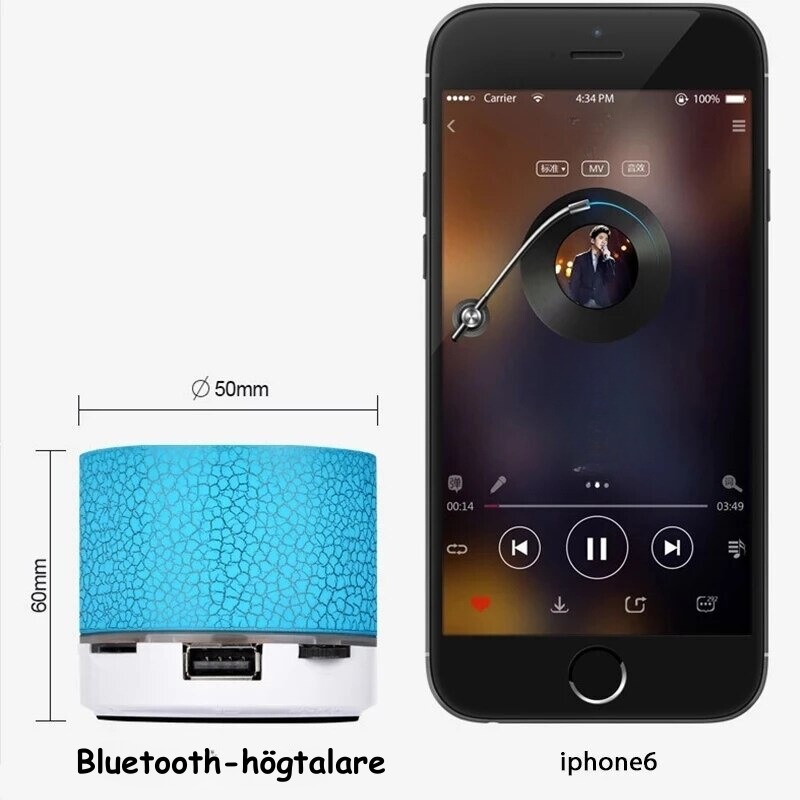 GlowWave Bluetooth-högtalare | Bärbar trådlös mini-högtalare med LED-ljus-Eva Jonsson