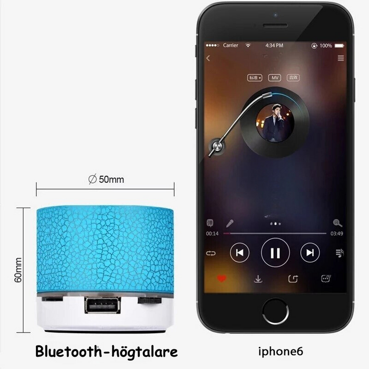 GlowWave Bluetooth-högtalare | Bärbar trådlös mini-högtalare med LED-ljus-Eva Jonsson