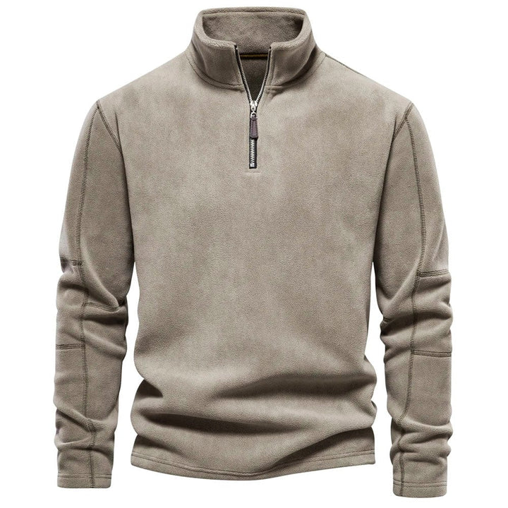 Half Zip Fleece - Varm velourfleecepullover med hög hals för män-Eva Jonsson