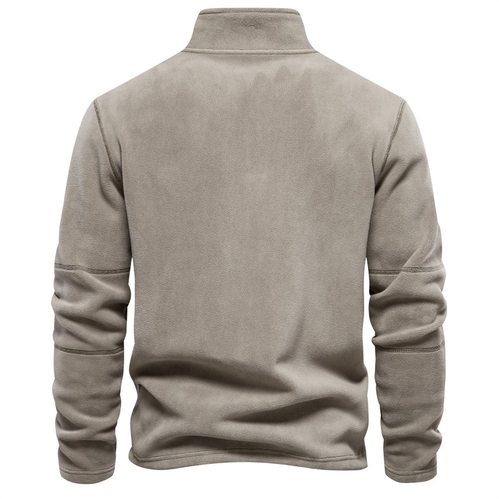 Half Zip Fleece - Varm velourfleecepullover med hög hals för män-Eva Jonsson