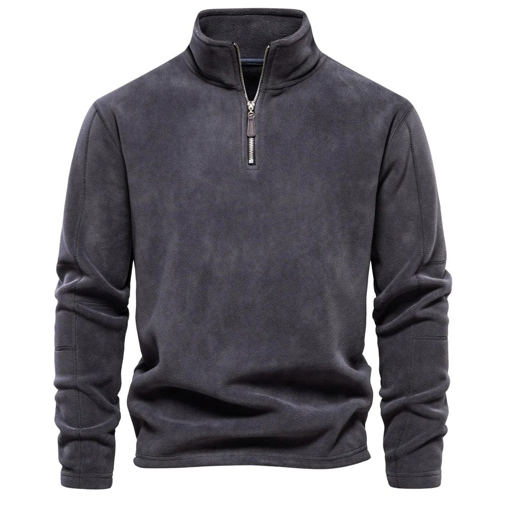 Half Zip Fleece - Varm velourfleecepullover med hög hals för män-Eva Jonsson