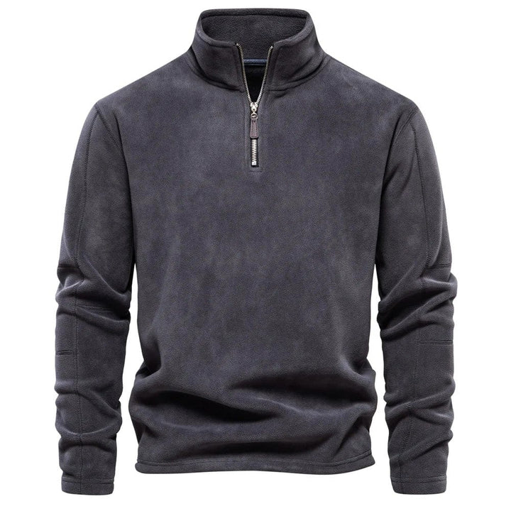 Half Zip Fleece - Varm velourfleecepullover med hög hals för män-Eva Jonsson