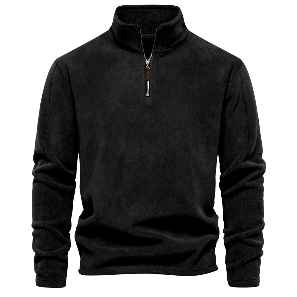Half Zip Fleece - Varm velourfleecepullover med hög hals för män-Eva Jonsson
