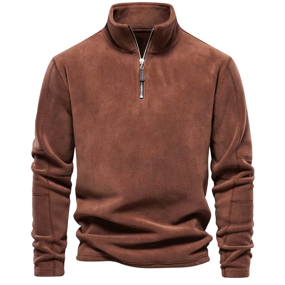 Half Zip Fleece - Varm velourfleecepullover med hög hals för män-Eva Jonsson