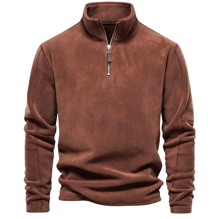 Half Zip Fleece - Varm velourfleecepullover med hög hals för män-Eva Jonsson