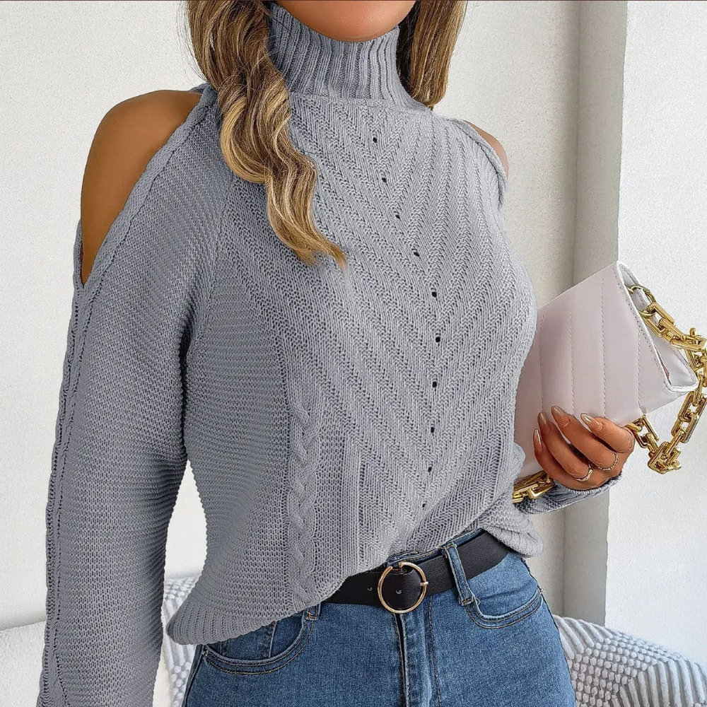 Hazel Tröja | Off-shoulder pullover med polokrage för kvinnor-Eva Jonsson