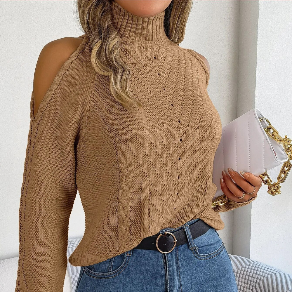 Hazel Tröja | Off-shoulder pullover med polokrage för kvinnor-Eva Jonsson