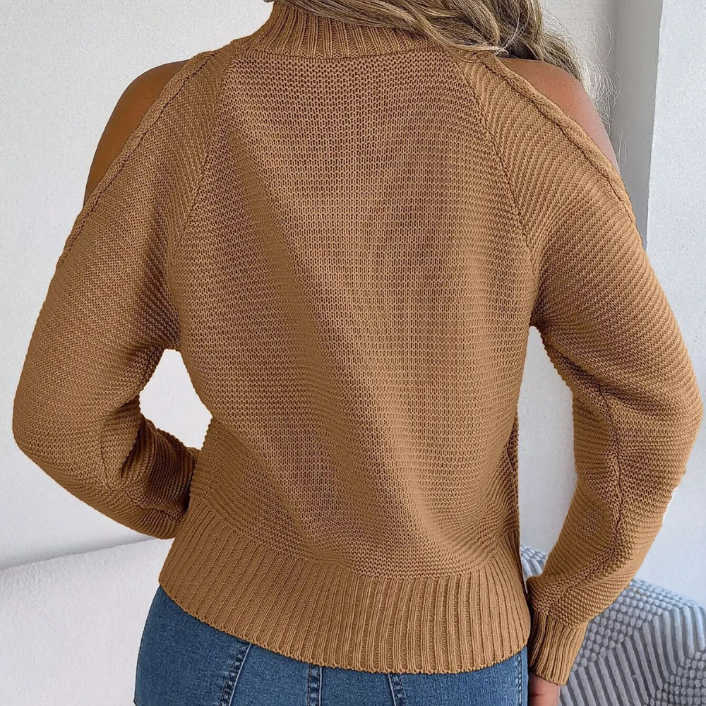 Hazel Tröja | Off-shoulder pullover med polokrage för kvinnor-Eva Jonsson