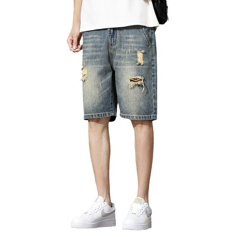 Herr Denim-shorts med stiligt förstöringseffekt och avslappnad passform Mirla-Eva Jonsson