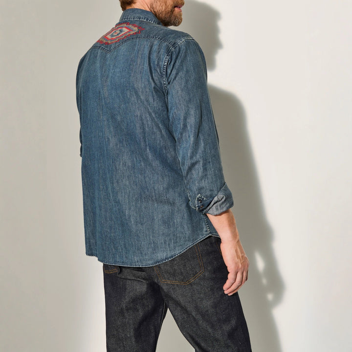 Herr Denim-skjorta med broderade detaljer Mirla-Eva Jonsson