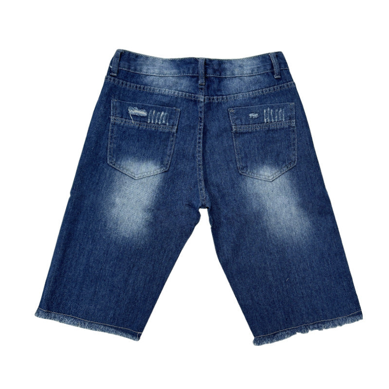 Herr Destroyed Denim Shorts med oregelbunden nederkant och trendiga slitdetaljer Mirla-Eva Jonsson