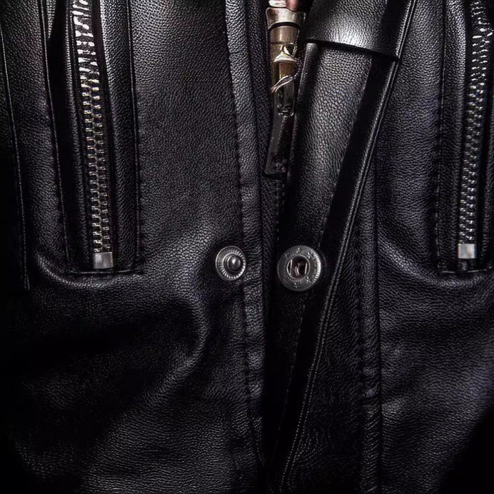 Herr Elegant Biker-Läderjacka med asymmetrisk dragkedja och praktiska fickor Mirla-Eva Jonsson