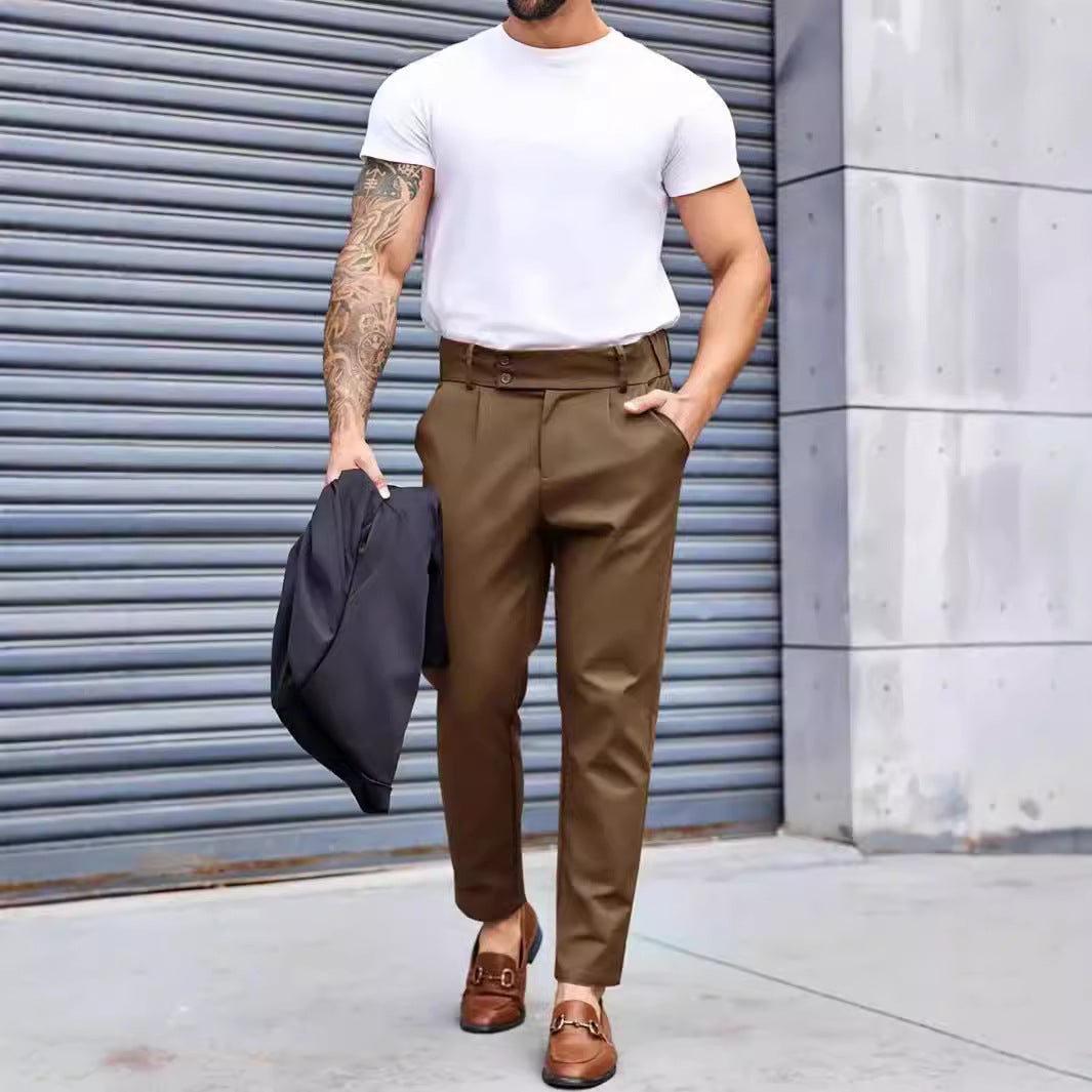 Herr Elegant Chino byxor med elastisk midja och klassisk snitt Mirla-Eva Jonsson