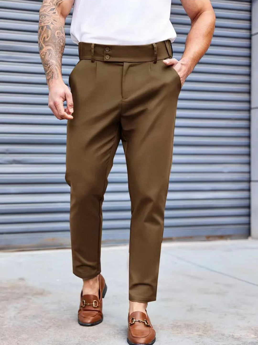 Herr Elegant Chino byxor med elastisk midja och klassisk snitt Mirla-Eva Jonsson