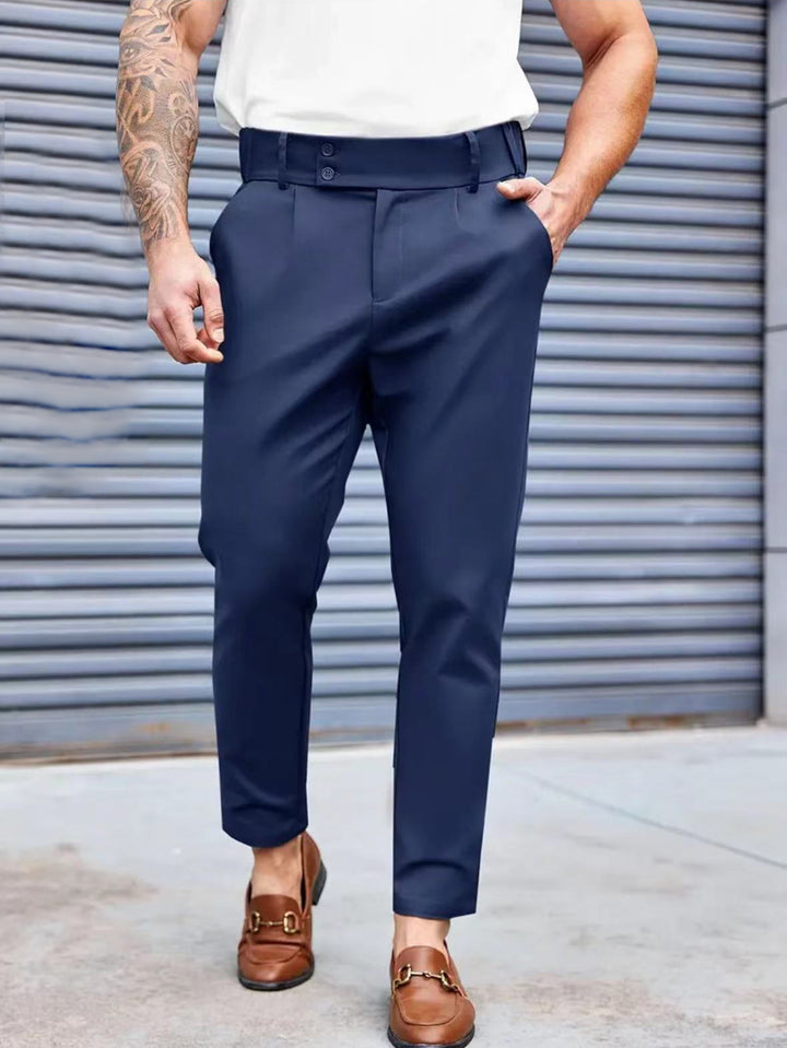 Herr Elegant Chino byxor med elastisk midja och klassisk snitt Mirla-Eva Jonsson
