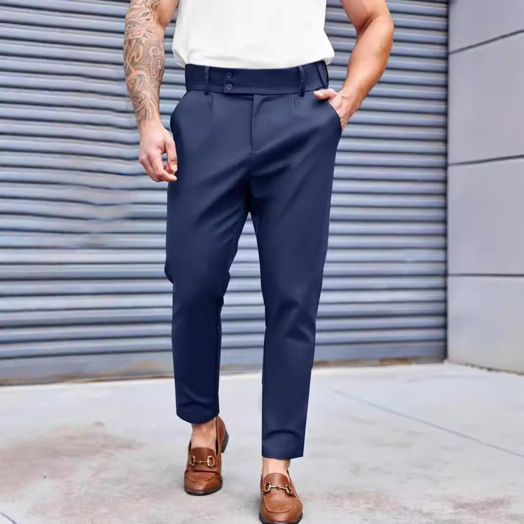 Herr Elegant Chino byxor med elastisk midja och klassisk snitt Mirla-Eva Jonsson