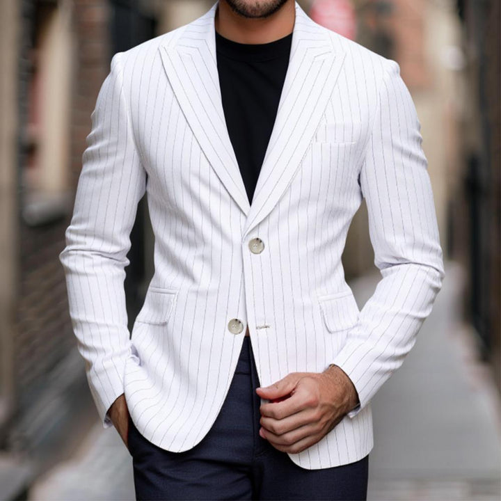 Herr Elegant randig blazer med modern skärning och lyxiga detaljer Mirla-Eva Jonsson