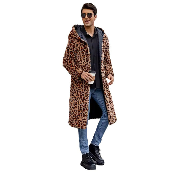 Herr Eleganta Konstpälsrock med Leopardsmönster Mirla-Eva Jonsson