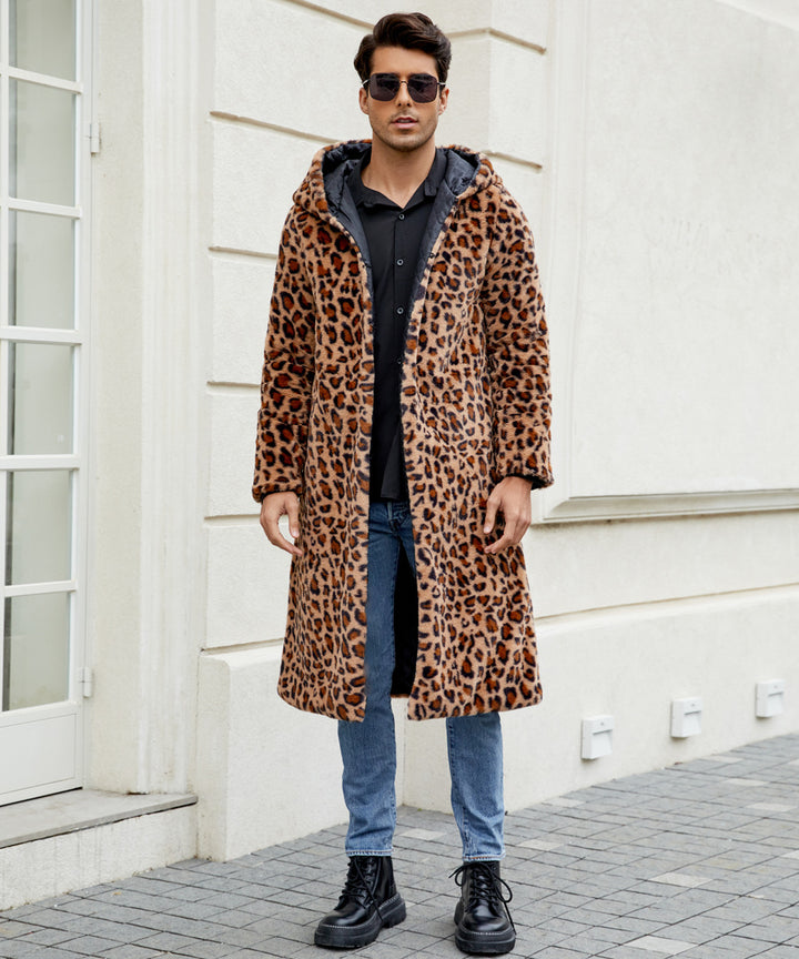 Herr Eleganta Konstpälsrock med Leopardsmönster Mirla-Eva Jonsson