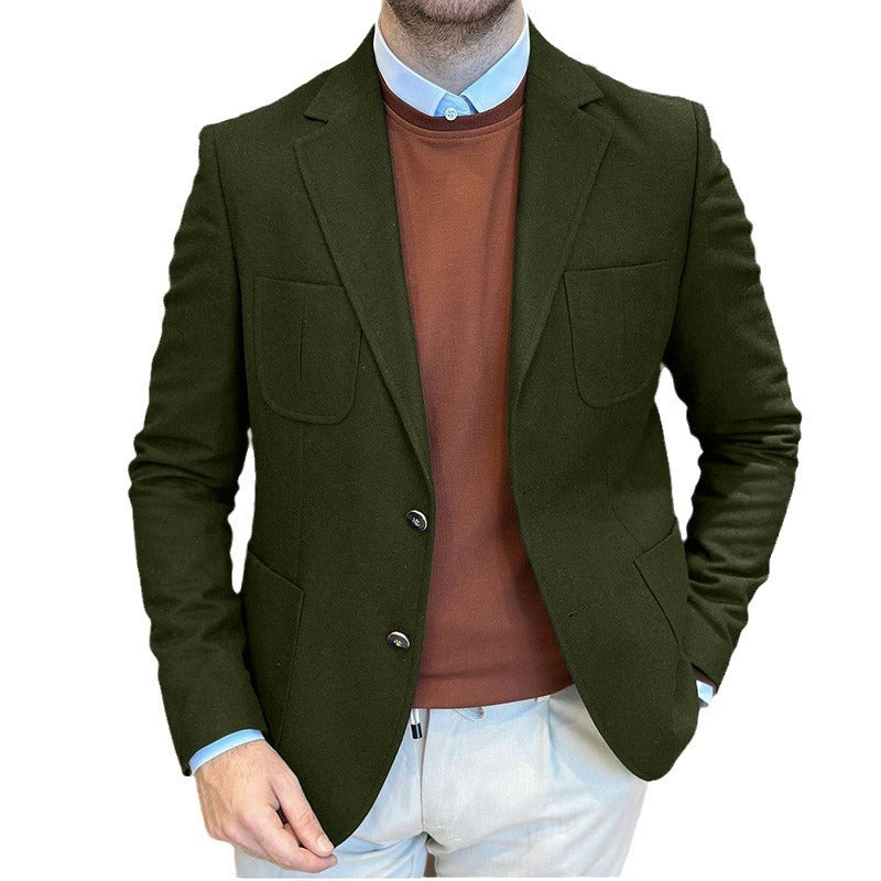 Herr Eleganta Mockaskinnblazer med dubbel knappslå och praktiska fickor Mirla-Eva Jonsson