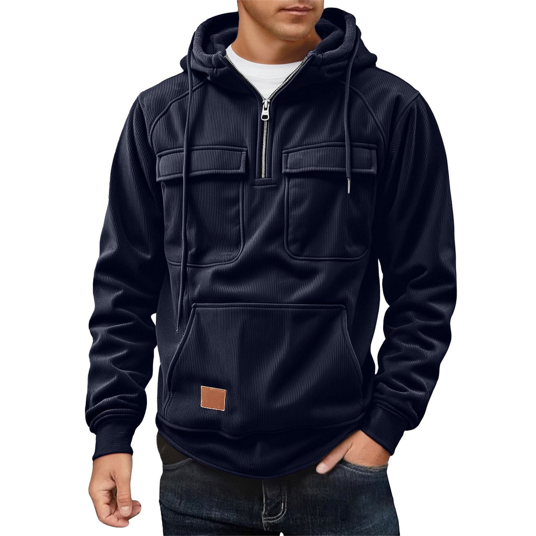 Herr Fleece Hoodie med praktiska fickor Mirla-Eva Jonsson